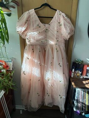 Pink Floral Tulle Garden Party Dress - One Loved Babe